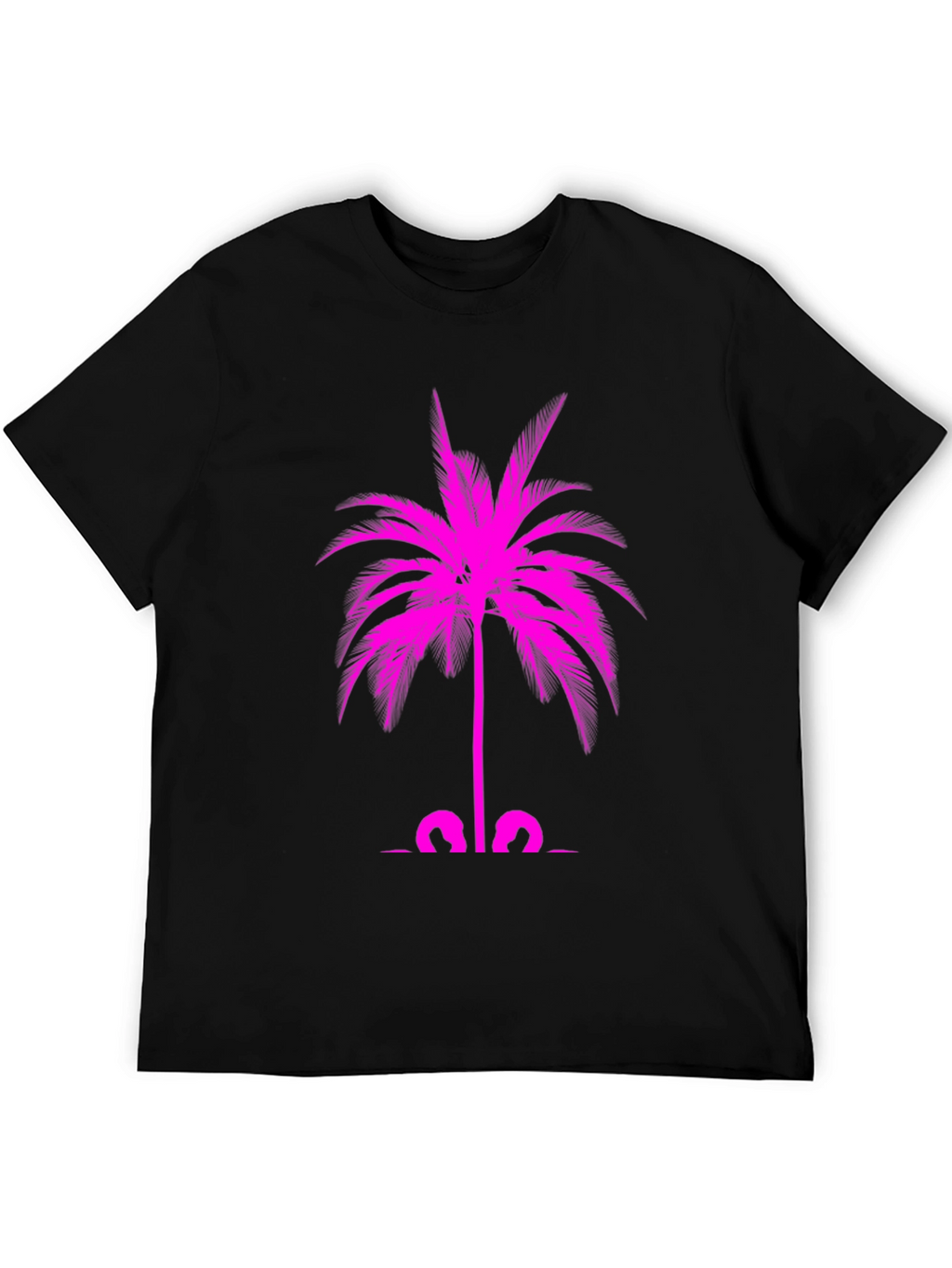 Pink Palm Tree Graphic Tee - Mens Black T-Shirt