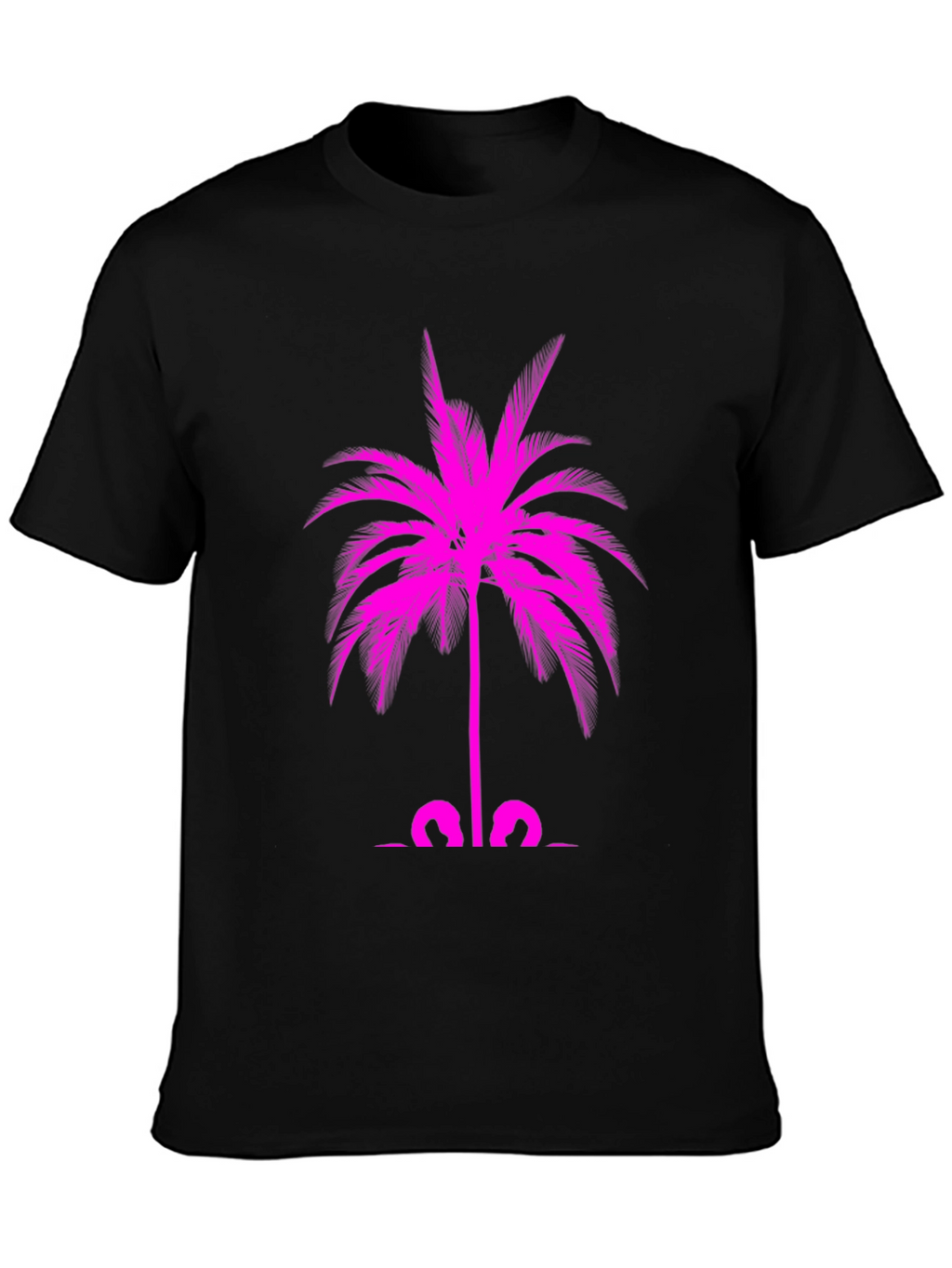 Pink Palm Tree Graphic Tee - Mens Black T-Shirt