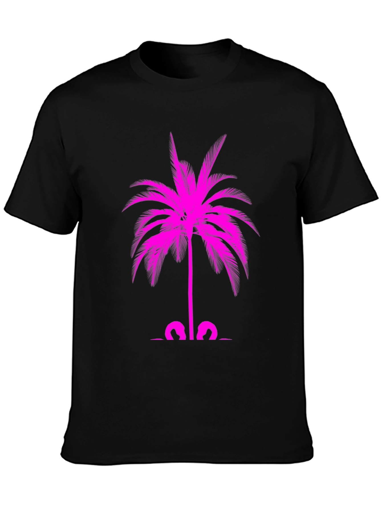 Pink Palm Tree Graphic Tee - Mens Black T-Shirt