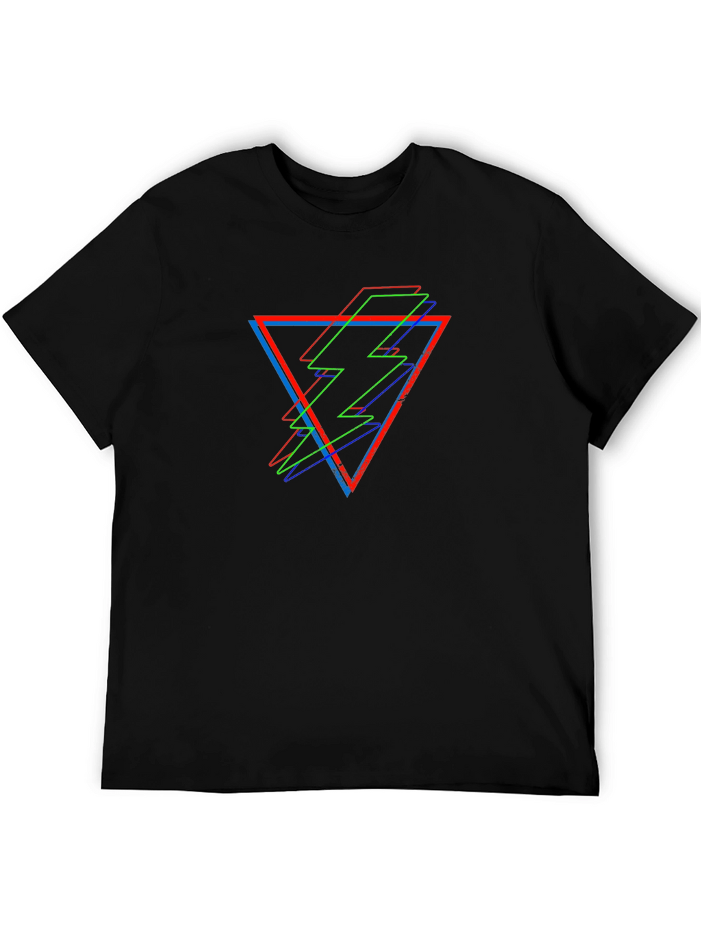 Geometric Lightning Bolt Graphic Tee - Black