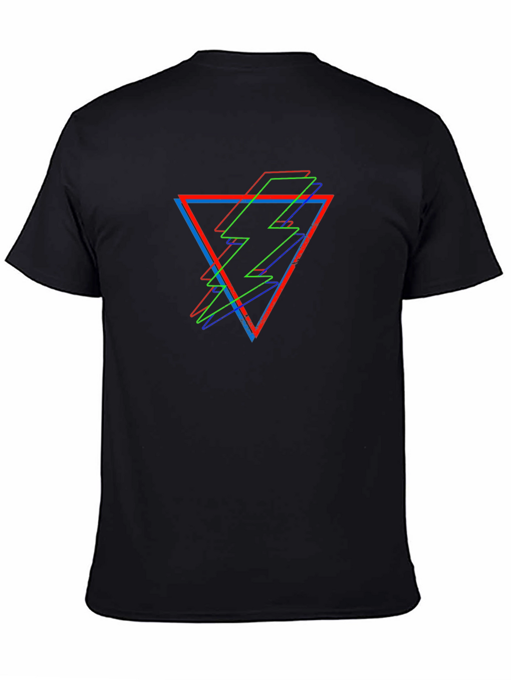 Geometric Lightning Bolt Graphic Tee - Black