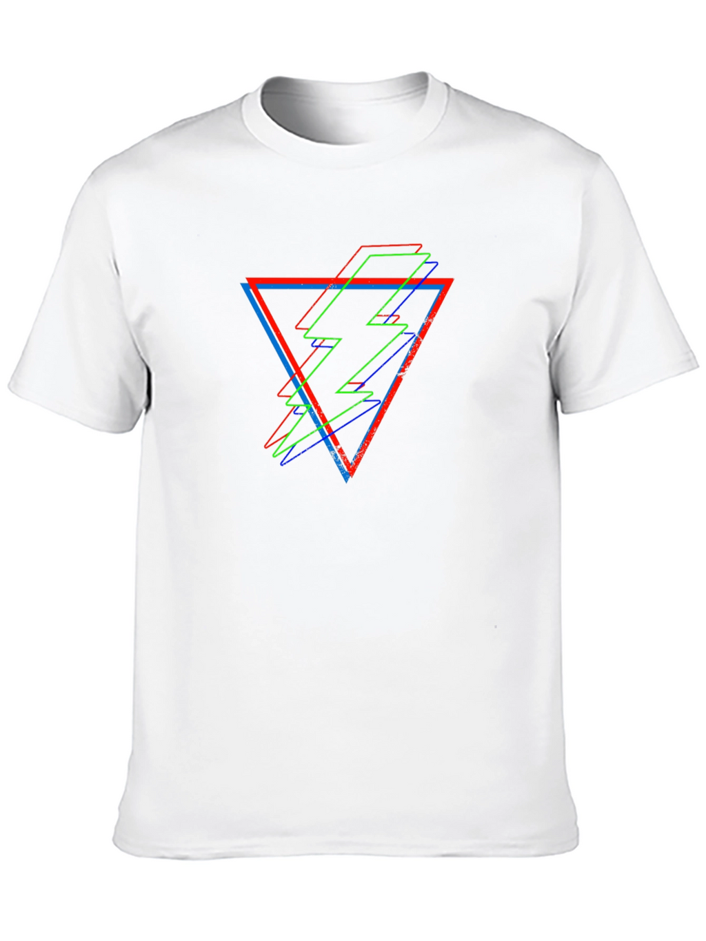 Geometric Lightning Bolt Graphic Tee - Black