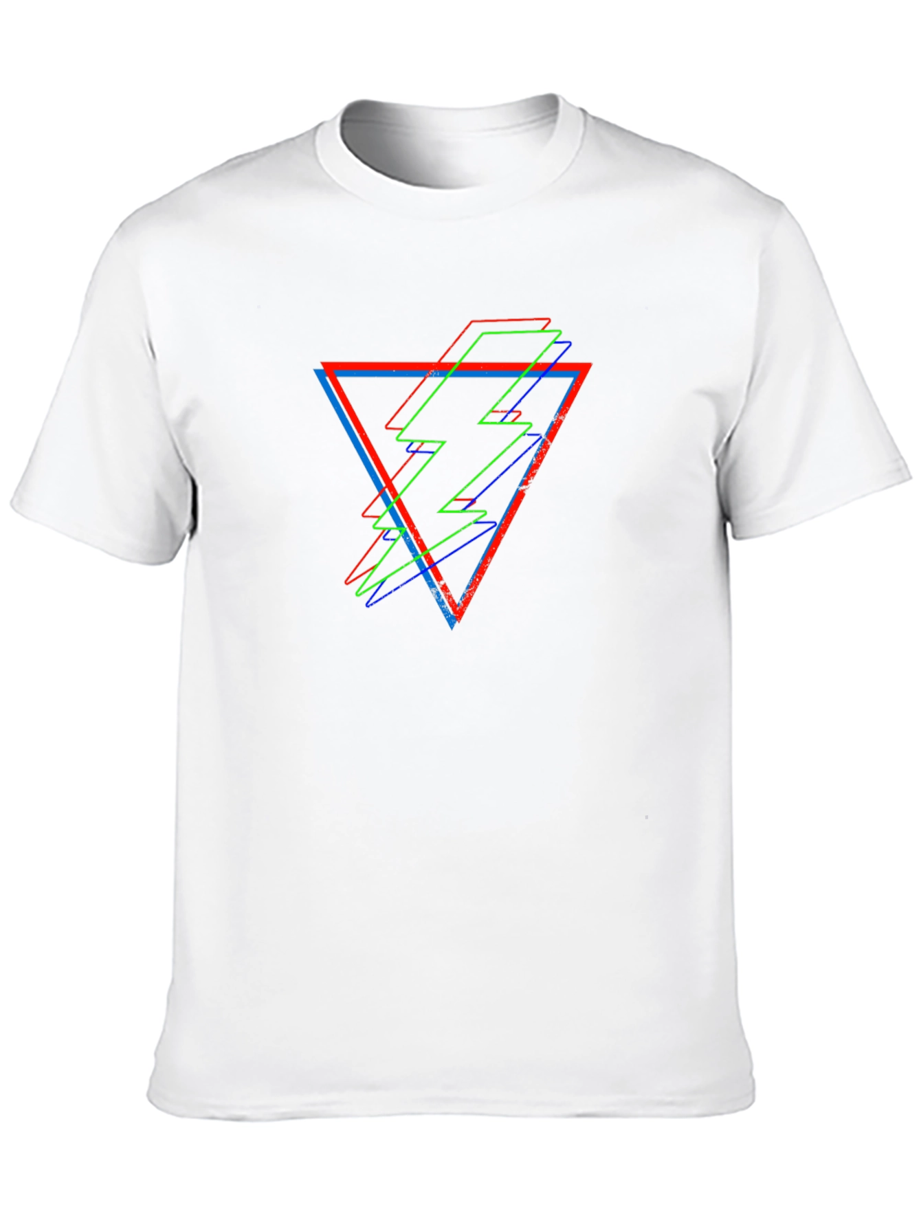 Geometric Lightning Bolt Graphic Tee - Black
