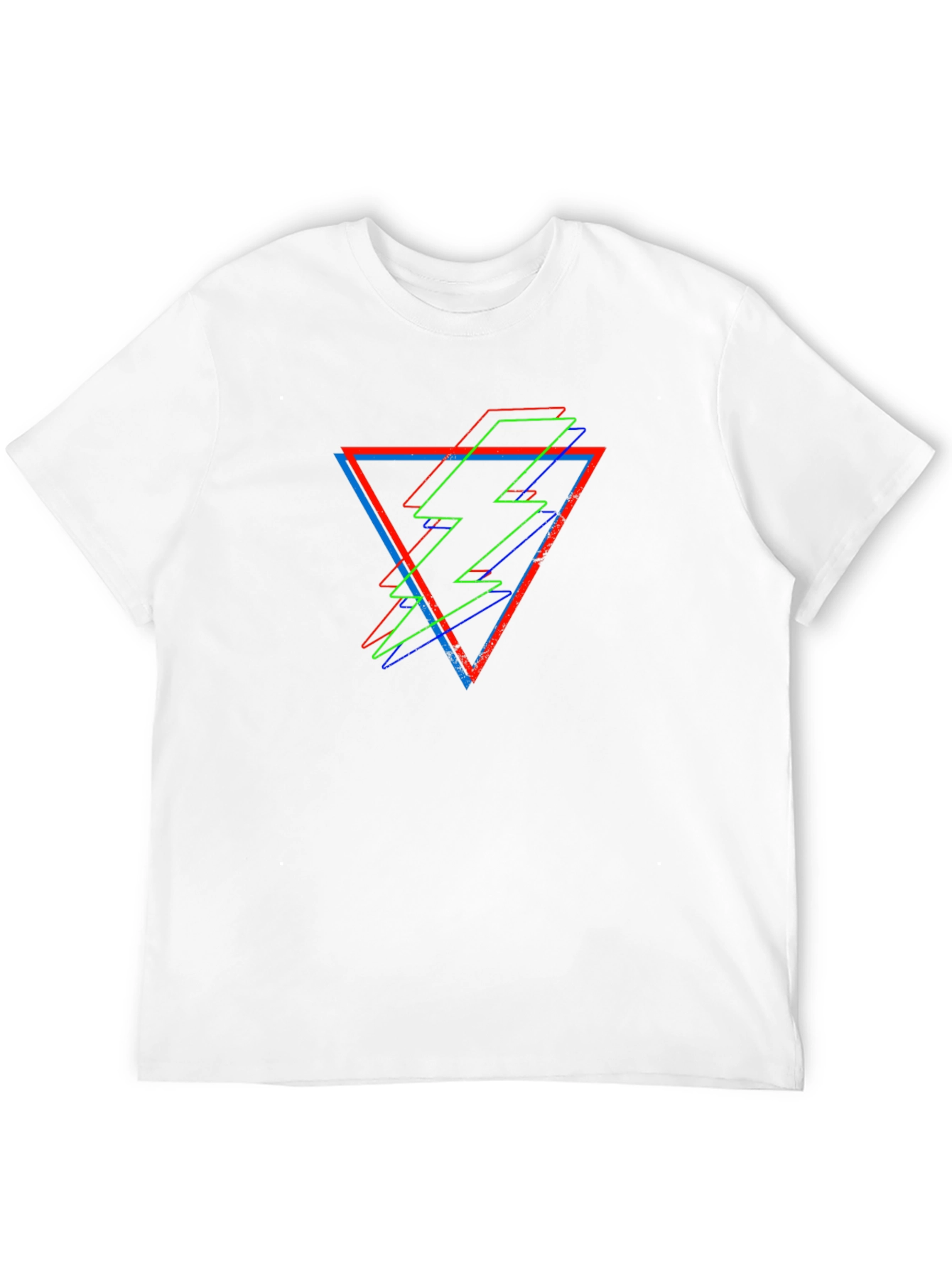 Geometric Lightning Bolt Graphic Tee - Black