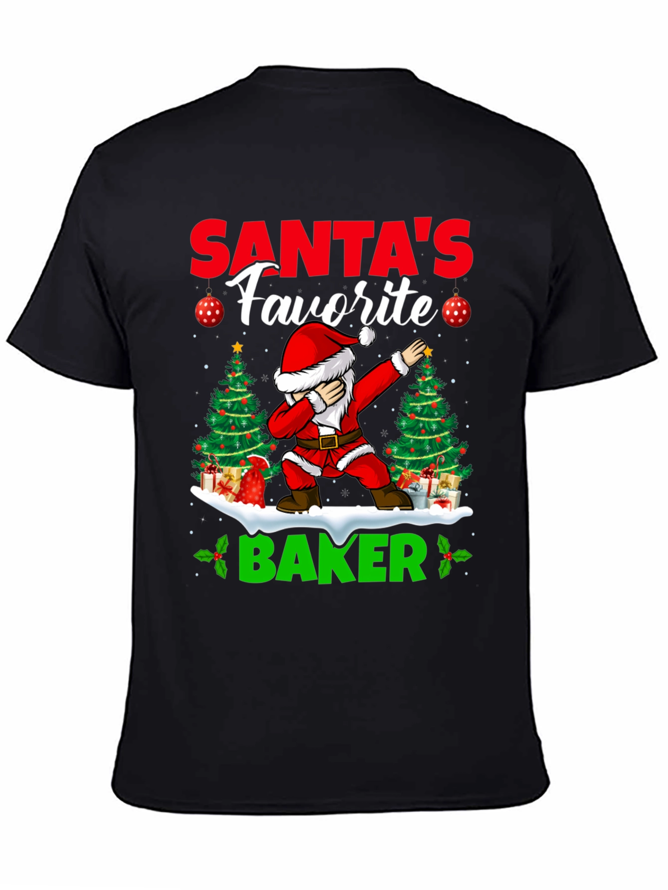 Santas Favorite Baker T-Shirt: Holiday Dabbing Santa Tee