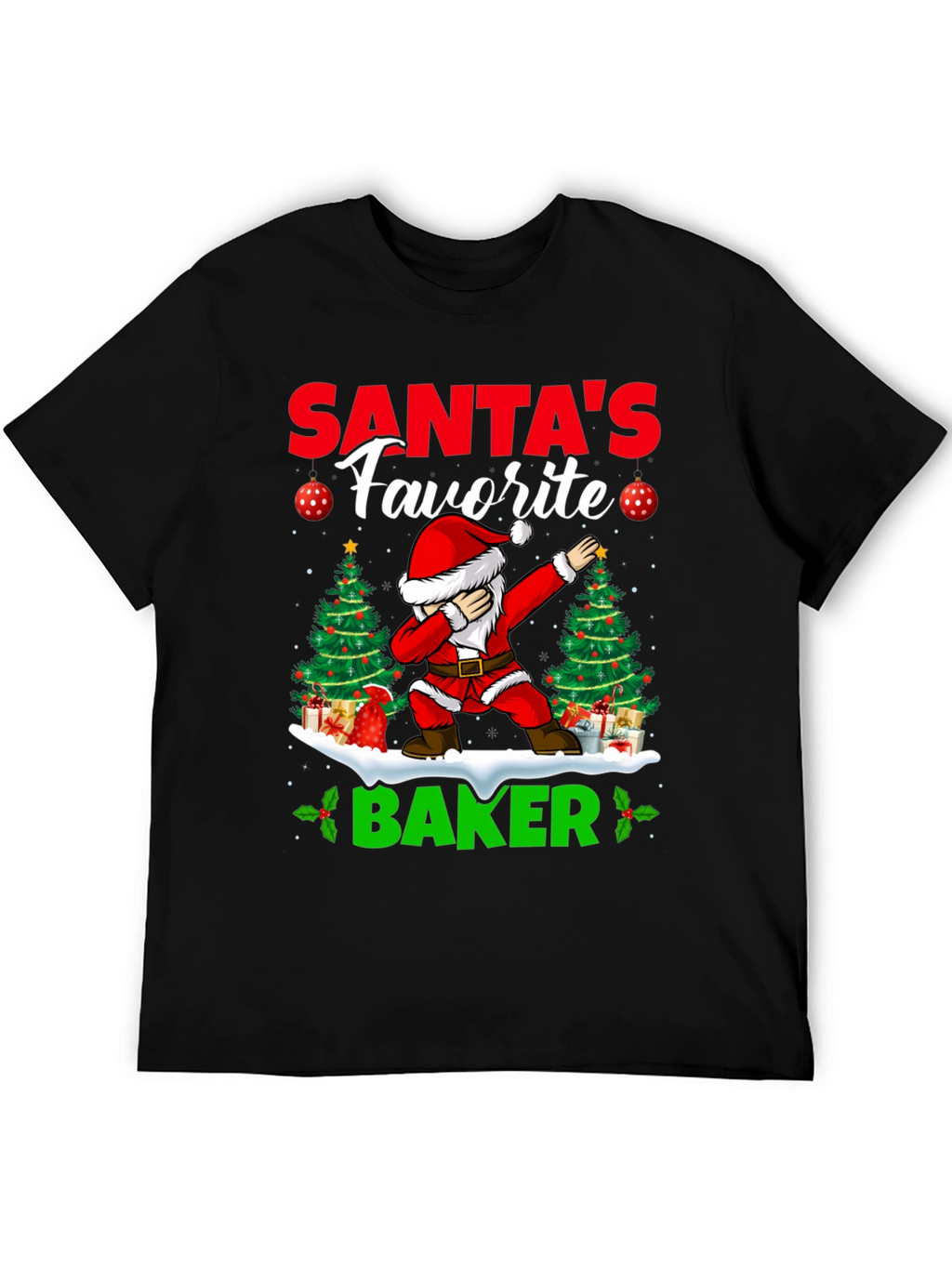 Santas Favorite Baker T-Shirt: Holiday Dabbing Santa Tee