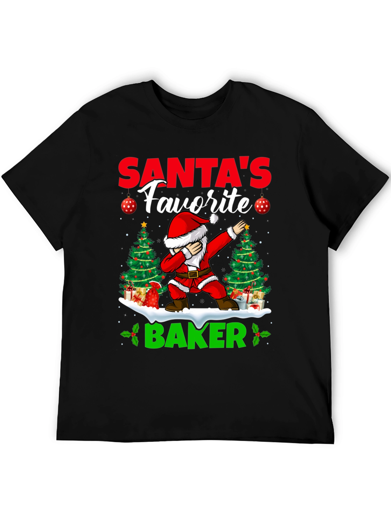 Santas Favorite Baker T-Shirt: Holiday Dabbing Santa Tee