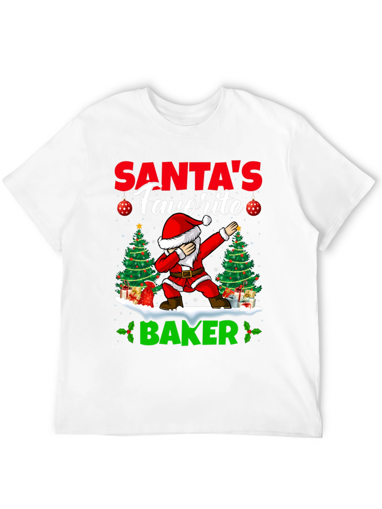 Santas Favorite Baker T-Shirt: Holiday Dabbing Santa Tee