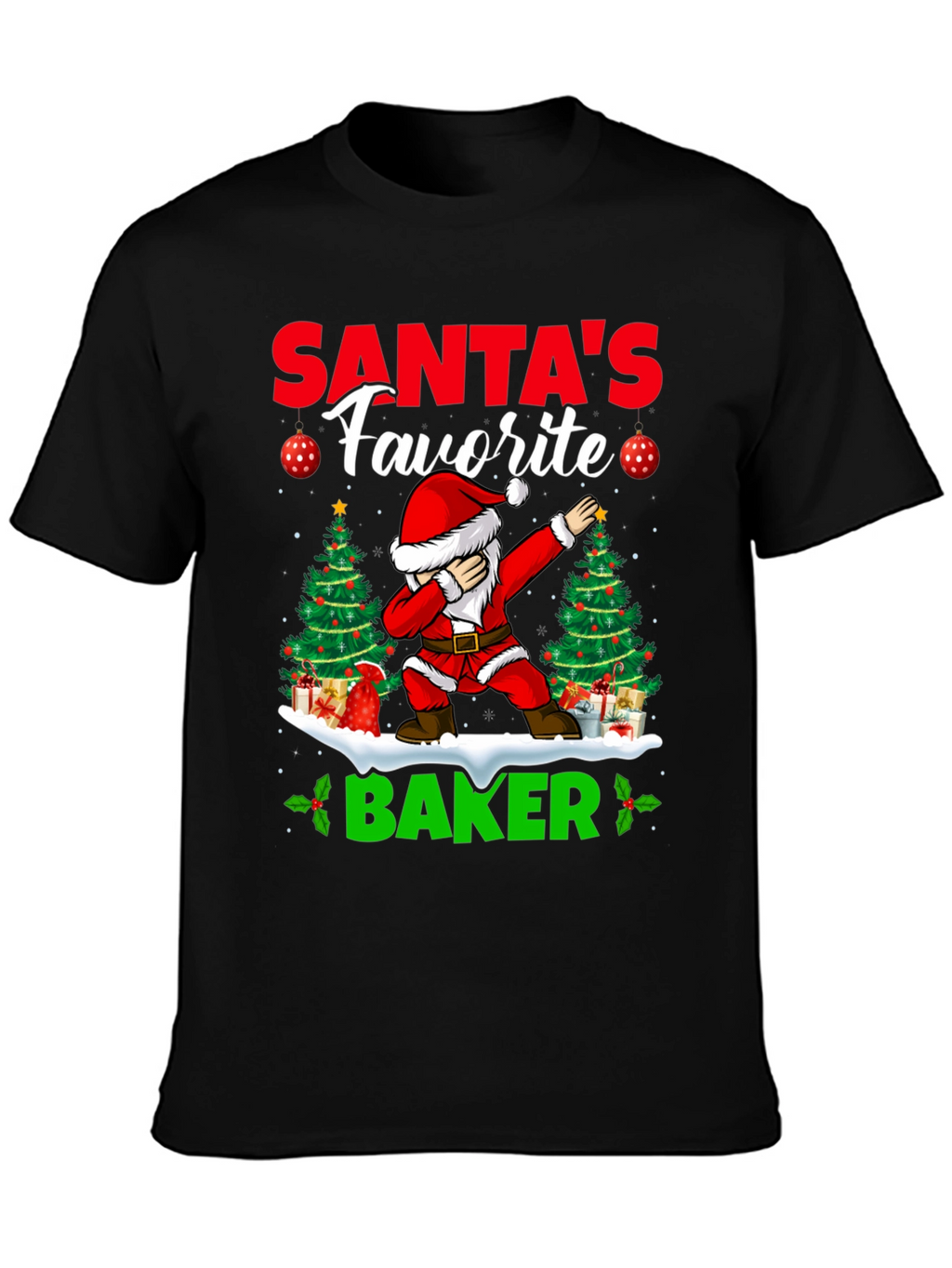 Santas Favorite Baker T-Shirt: Holiday Dabbing Santa Tee