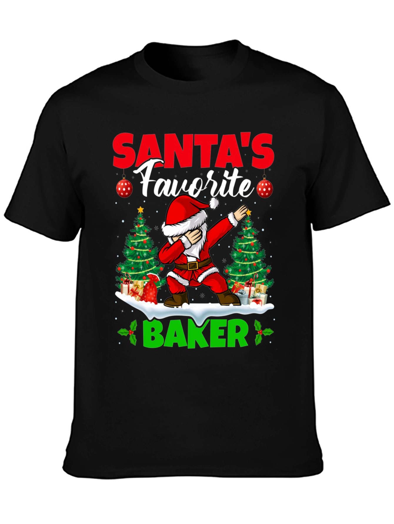 Santas Favorite Baker T-Shirt: Holiday Dabbing Santa Tee