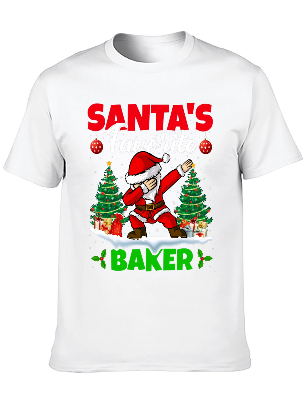 Santas Favorite Baker T-Shirt: Holiday Dabbing Santa Tee