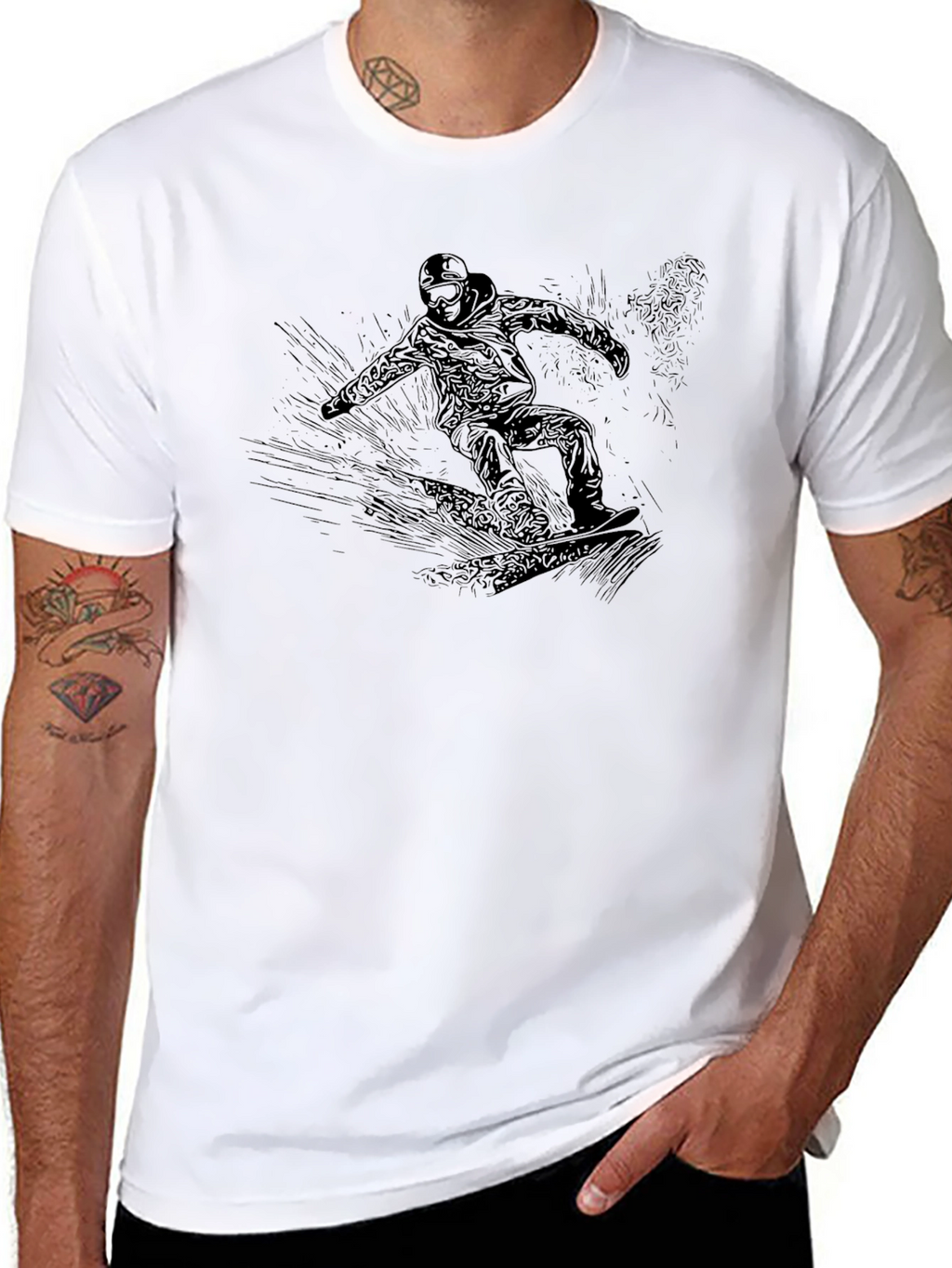 Snowboarder Graphic Black T-Shirt
