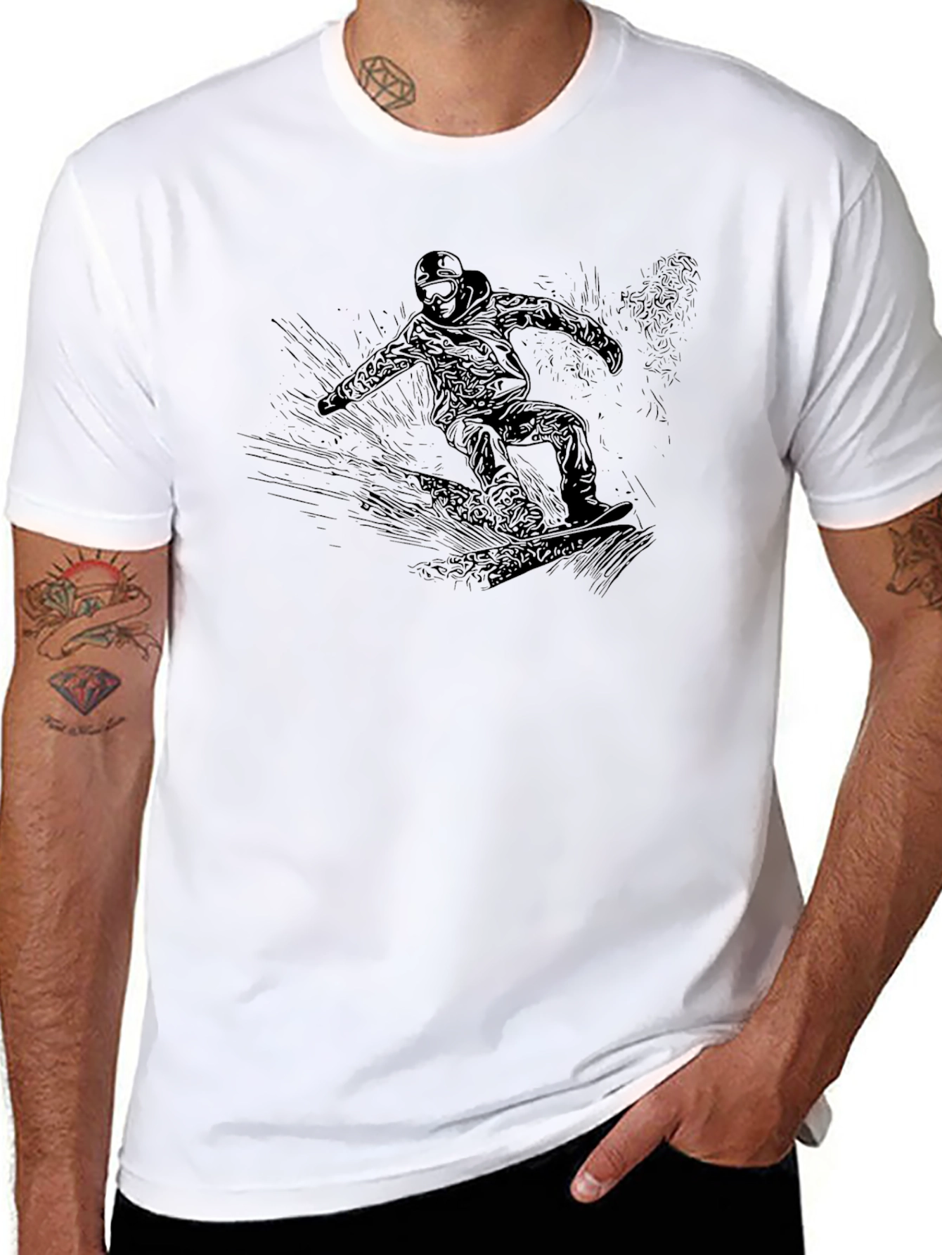 Snowboarder Graphic Black T-Shirt