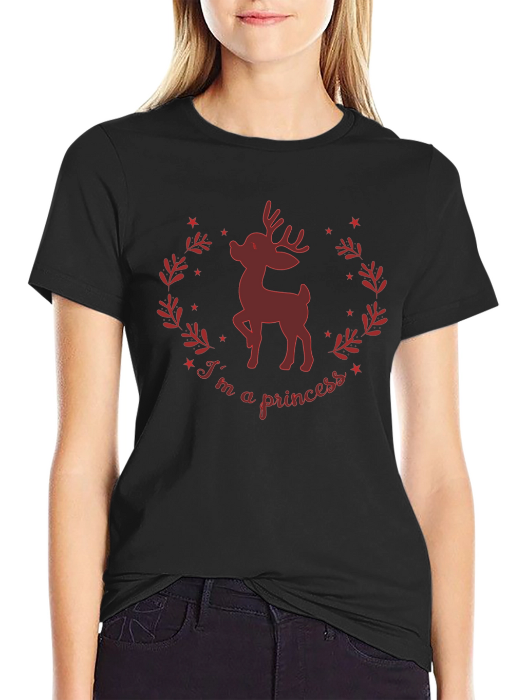 Im A Princess Deer Graphic Tee - Black