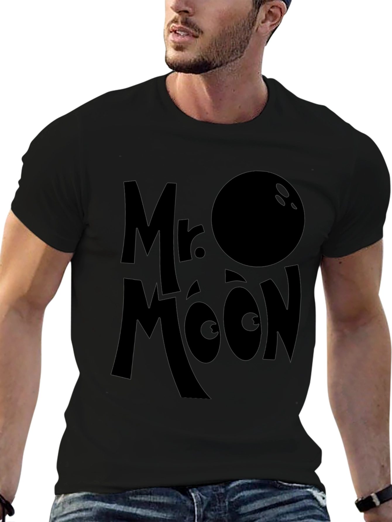 Mr. Moon Graphic Tee - Black Bowling Ball Design
