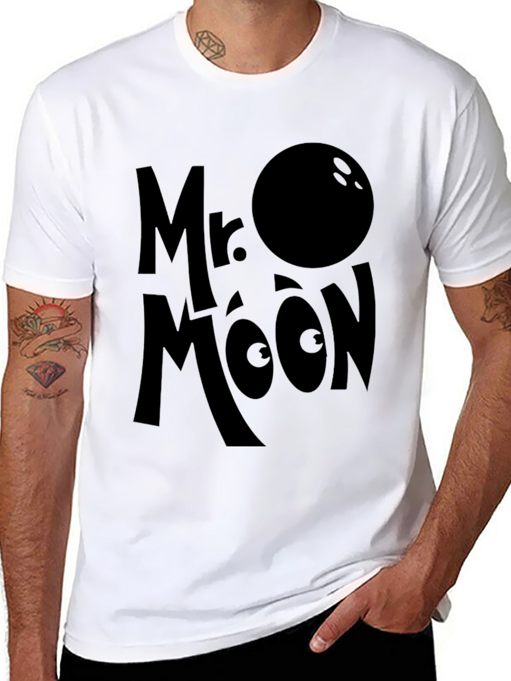 Mr. Moon Graphic Tee - Black Bowling Ball Design