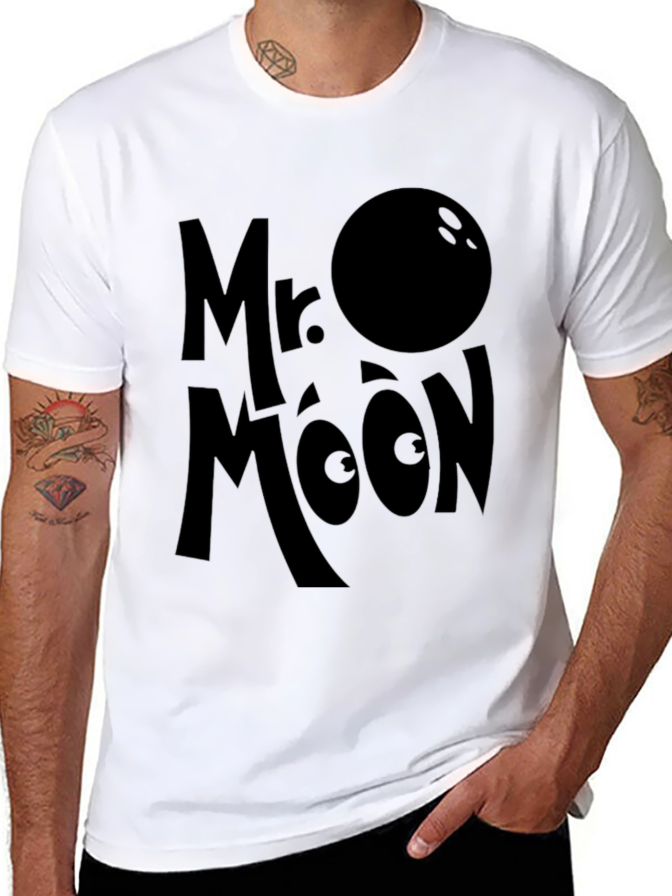 Mr. Moon Graphic Tee - Black Bowling Ball Design