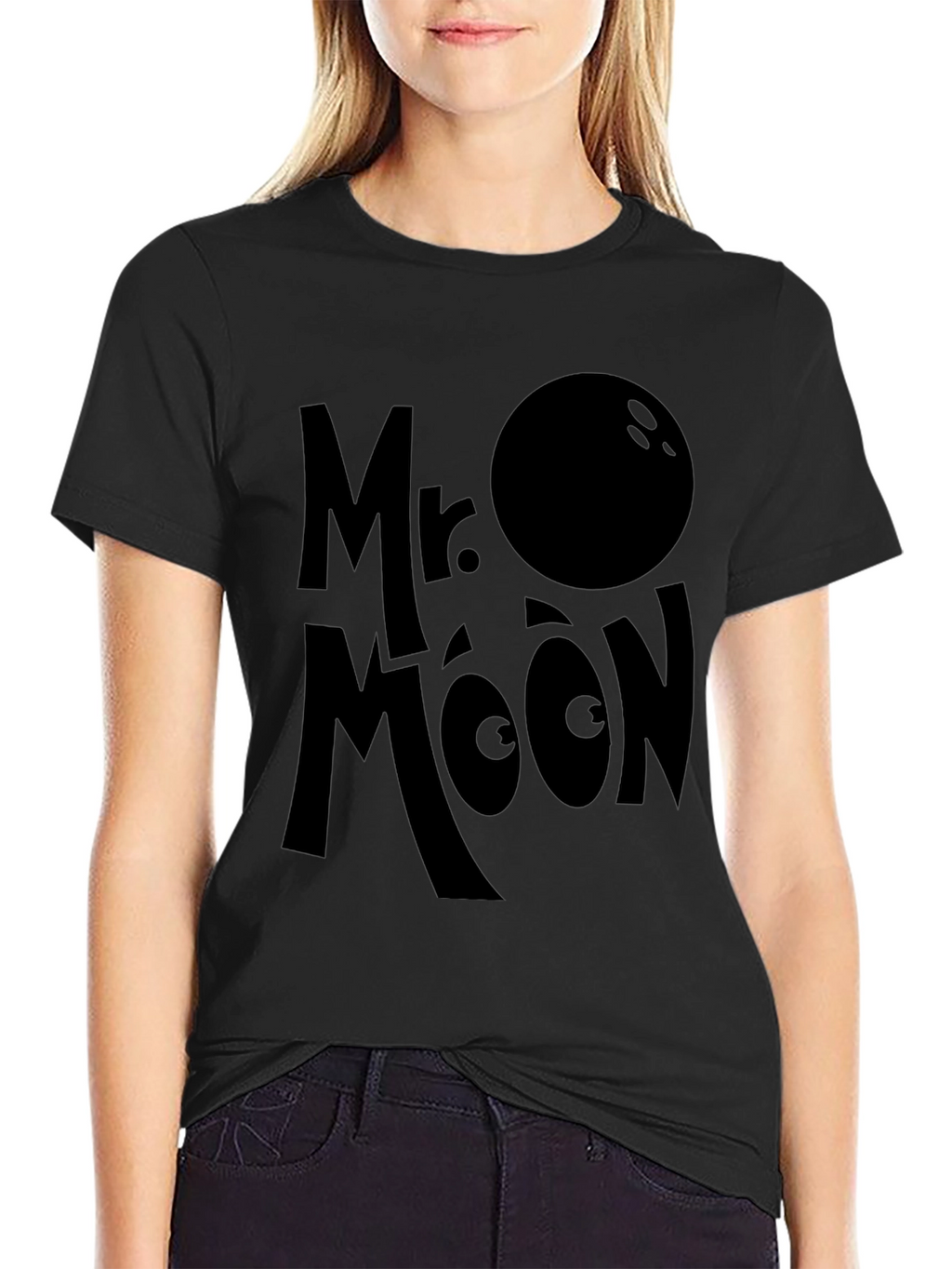 Mr. Moon Graphic Tee - Black Bowling Ball Design