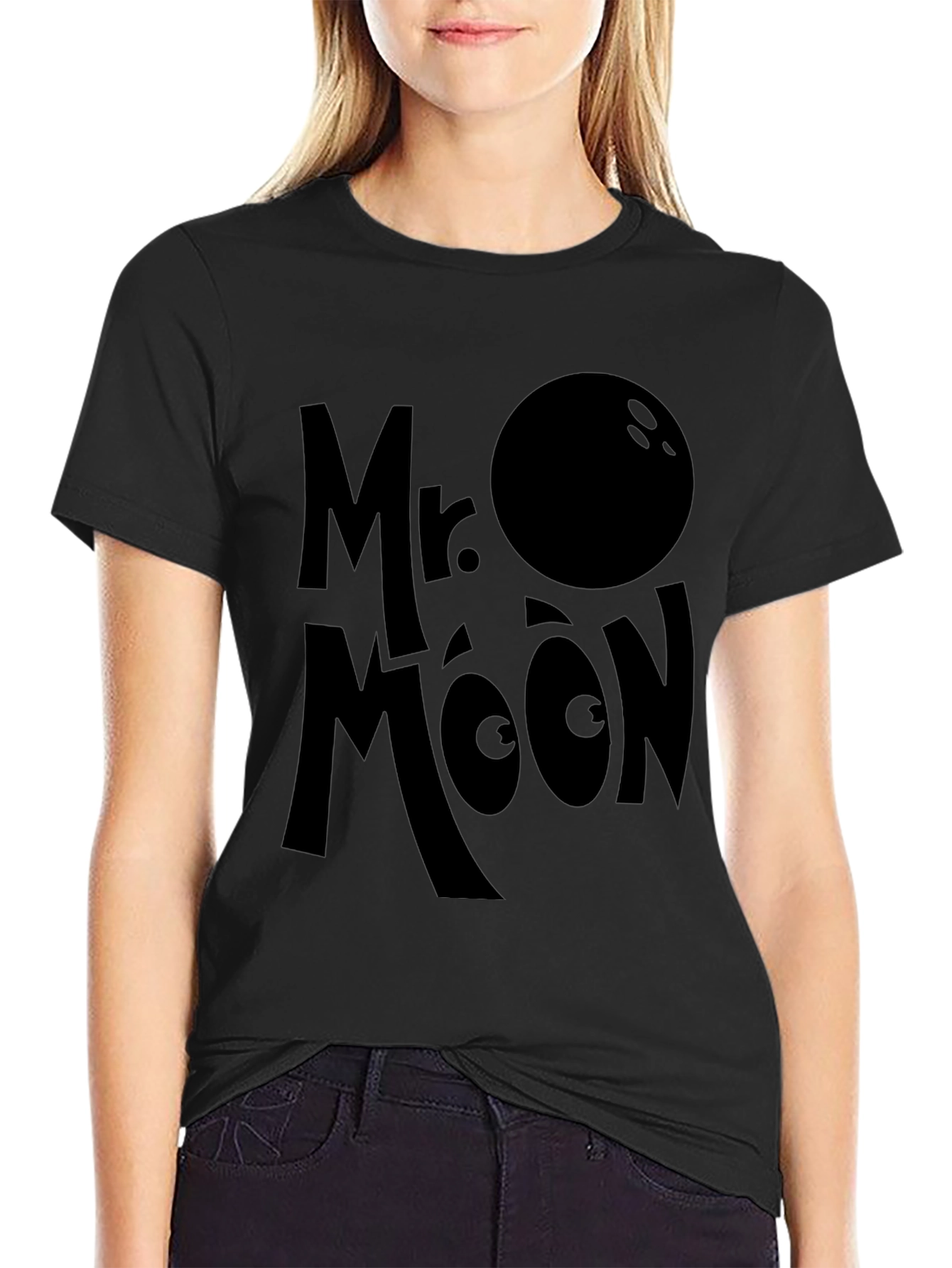 Mr. Moon Graphic Tee - Black Bowling Ball Design