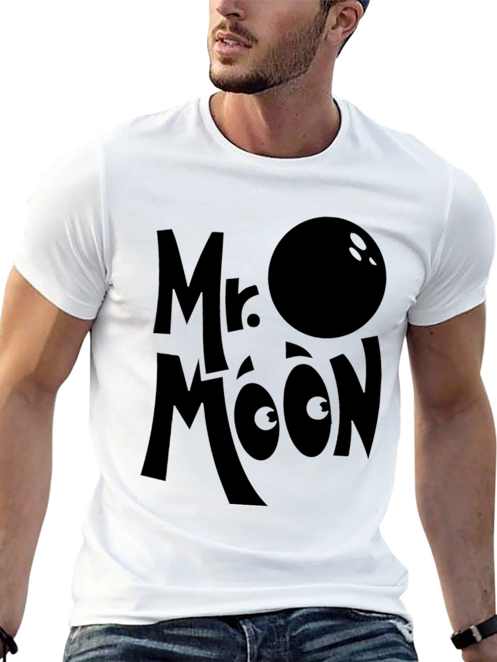 Mr. Moon Graphic Tee - Black Bowling Ball Design