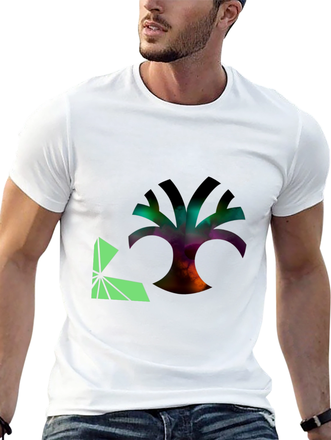 Abstract Tree Graphic Black T-Shirt
