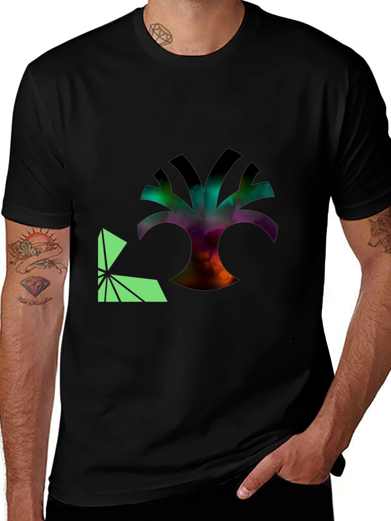 Abstract Tree Graphic Black T-Shirt