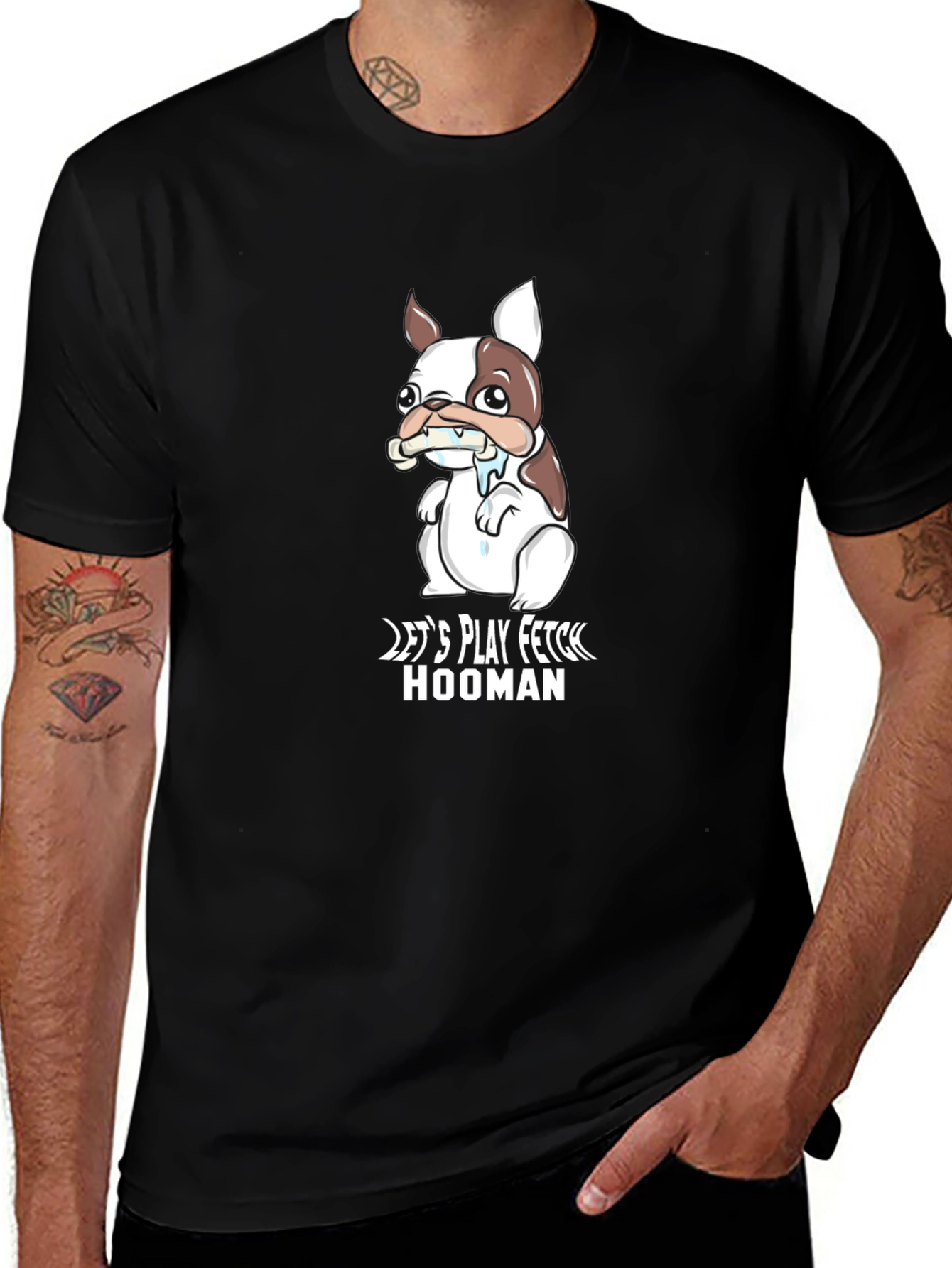 Lets Play Fetch Hooman T-Shirt - Cute Dog Graphic Tee
