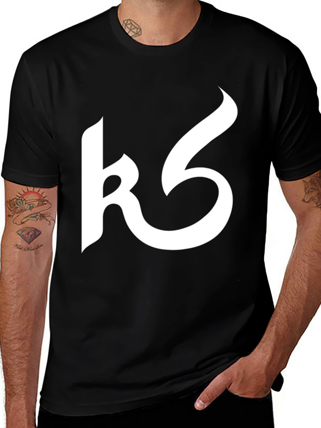 Modern Black Tee with Abstract White Design