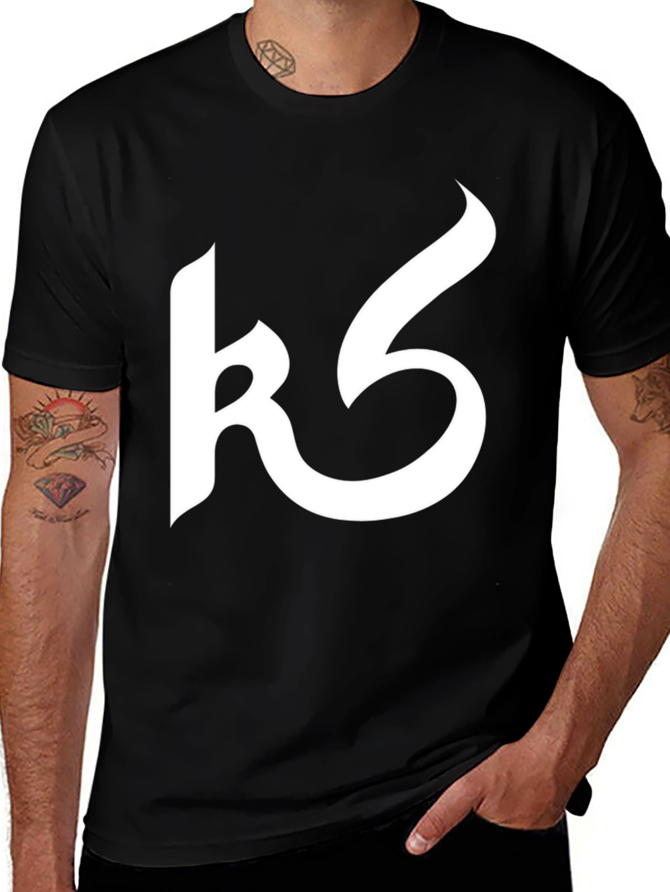 Modern Black Tee with Abstract White Design