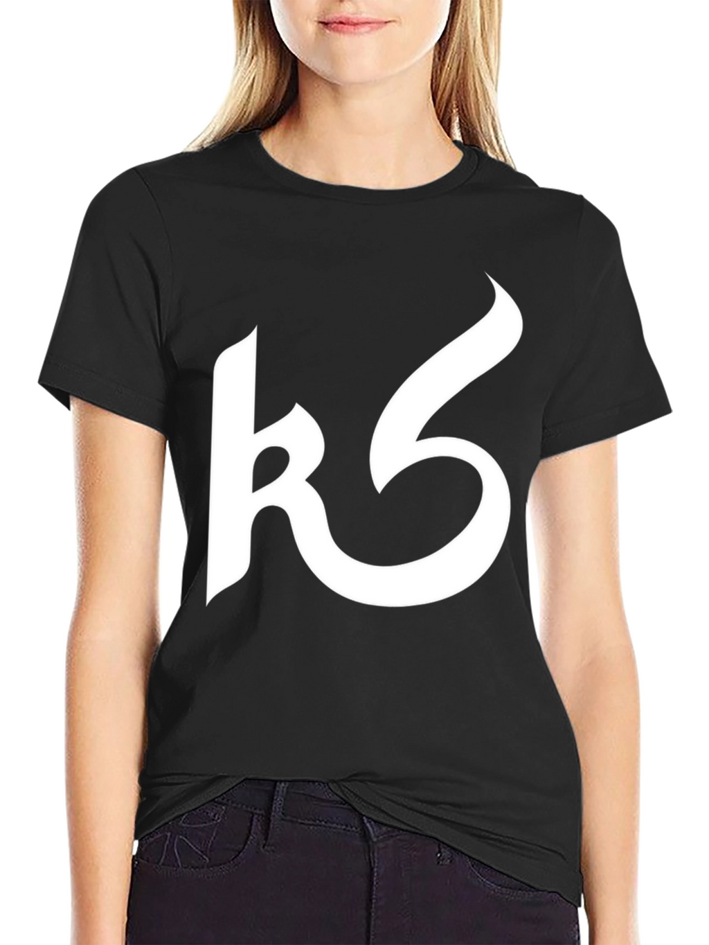 Modern Black Tee with Abstract White Design