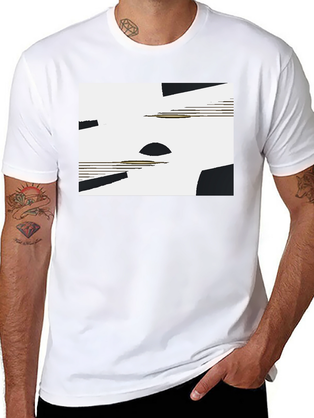 Abstract Geometric Graphic Tee - Black