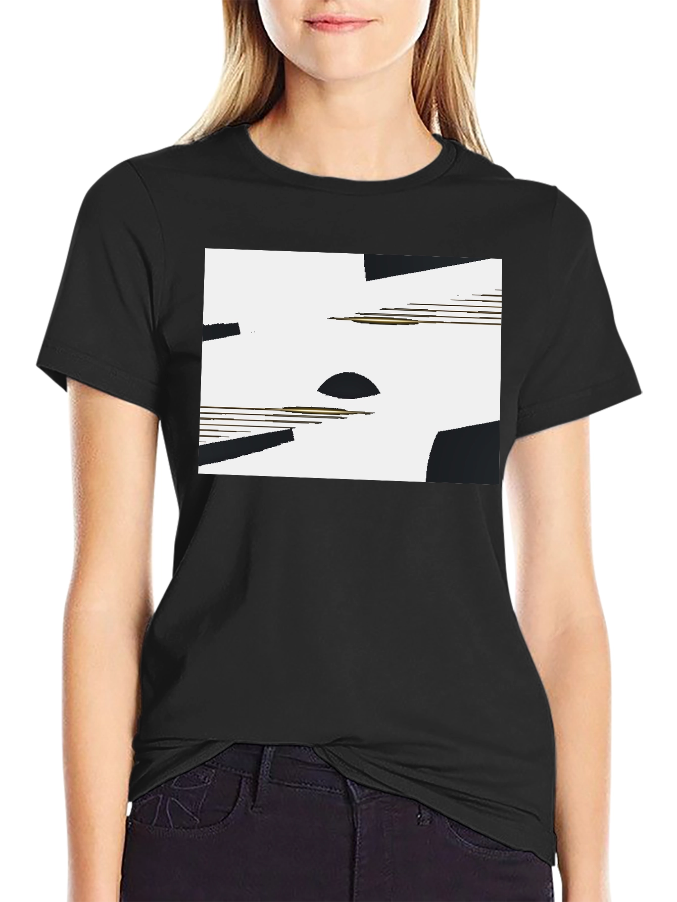 Abstract Geometric Graphic Tee - Black