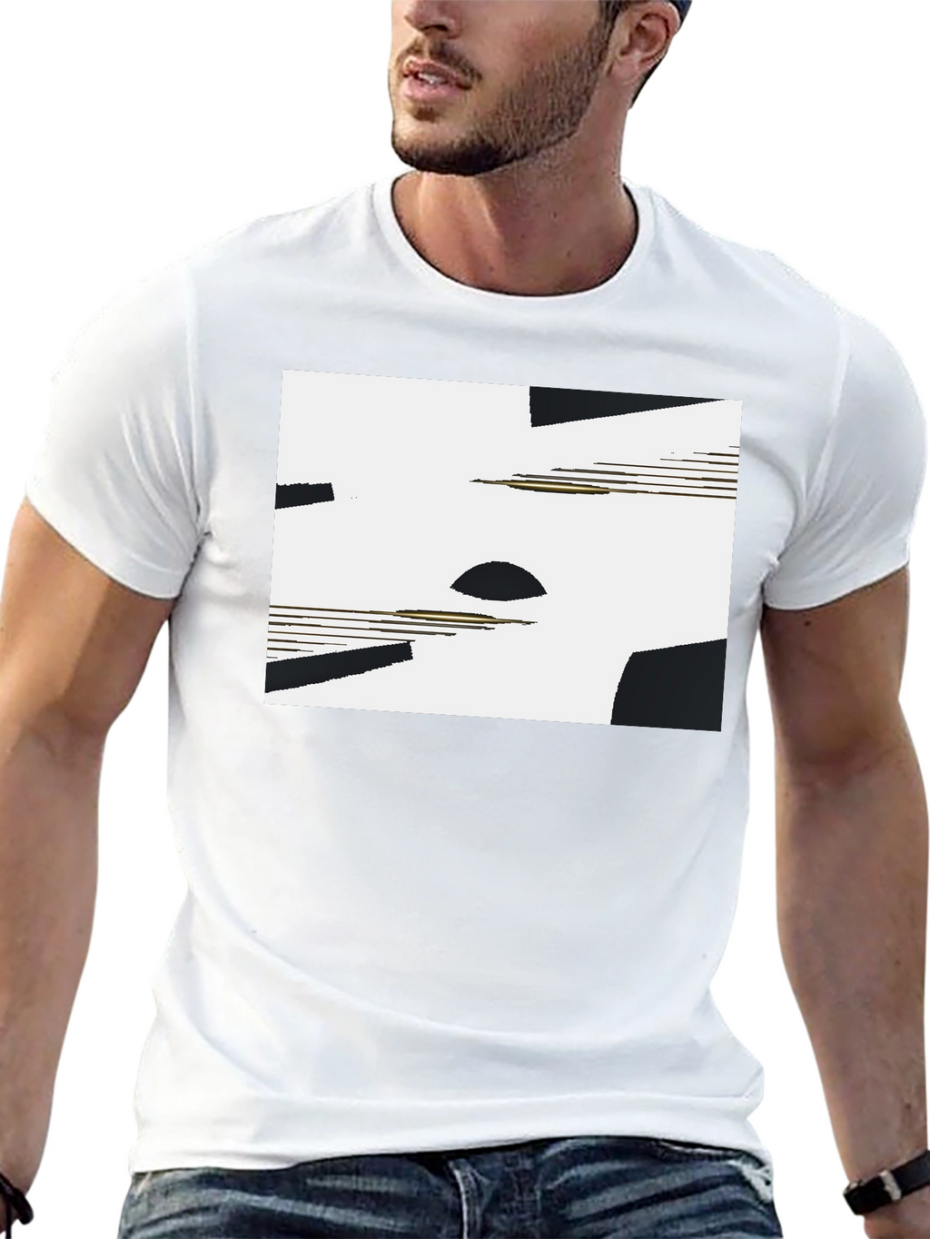 Abstract Geometric Graphic Tee - Black