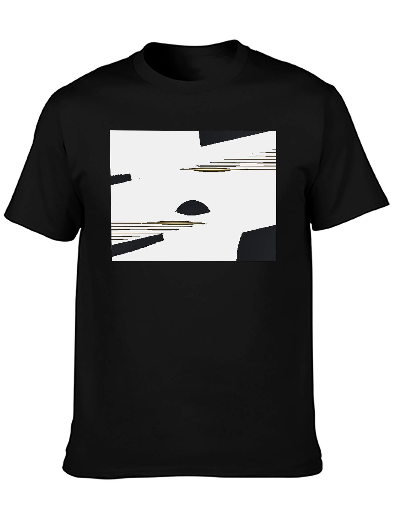 Abstract Geometric Graphic Tee - Black