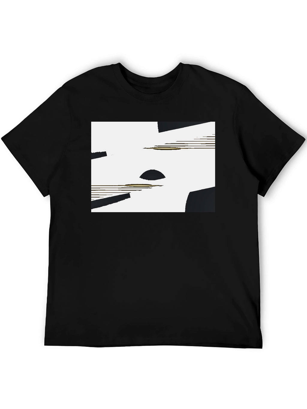 Abstract Geometric Graphic Tee - Black