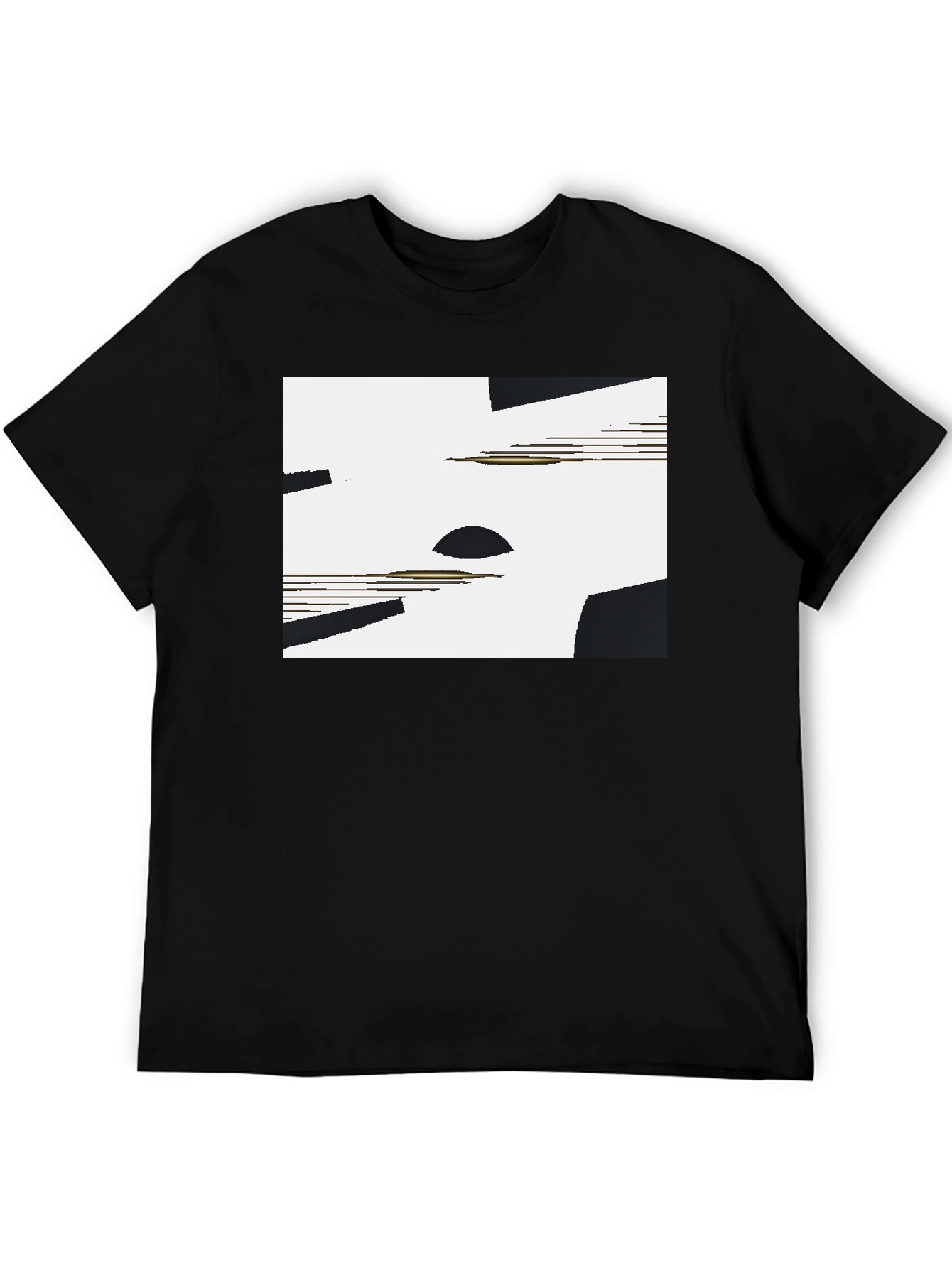 Abstract Geometric Graphic Tee - Black