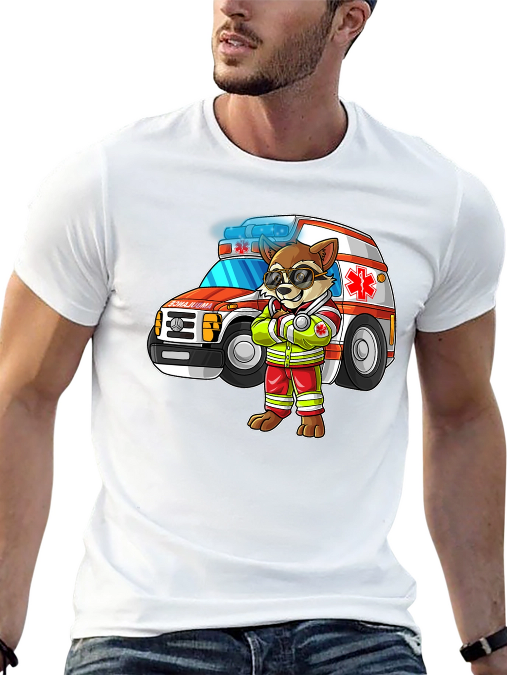 Cartoon Ambulance Dog T-Shirt
