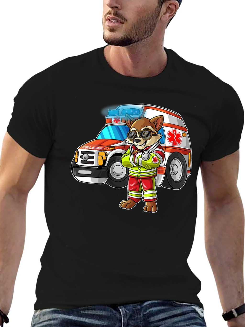Cartoon Ambulance Dog T-Shirt