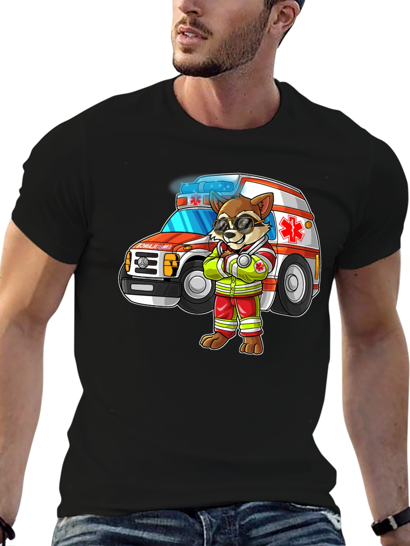 Cartoon Ambulance Dog T-Shirt