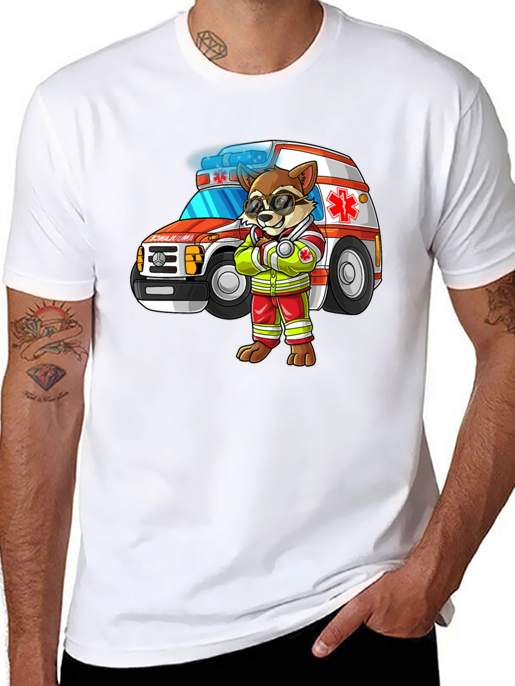 Cartoon Ambulance Dog T-Shirt