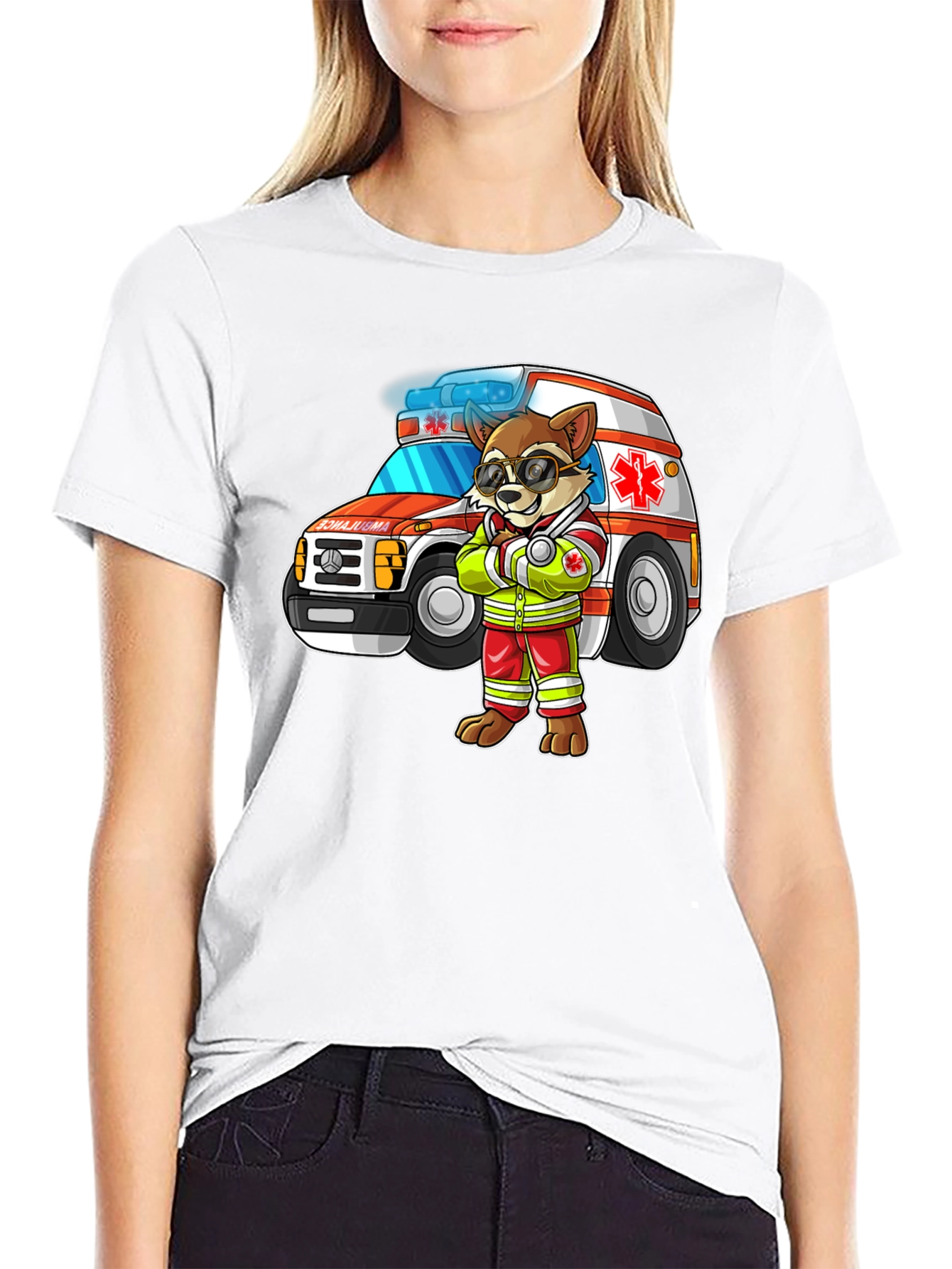 Cartoon Ambulance Dog T-Shirt