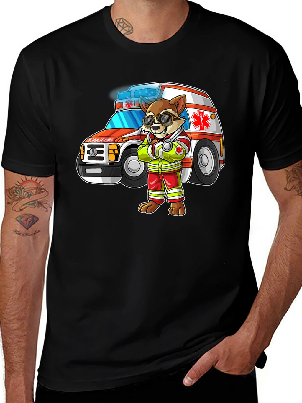 Cartoon Ambulance Dog T-Shirt