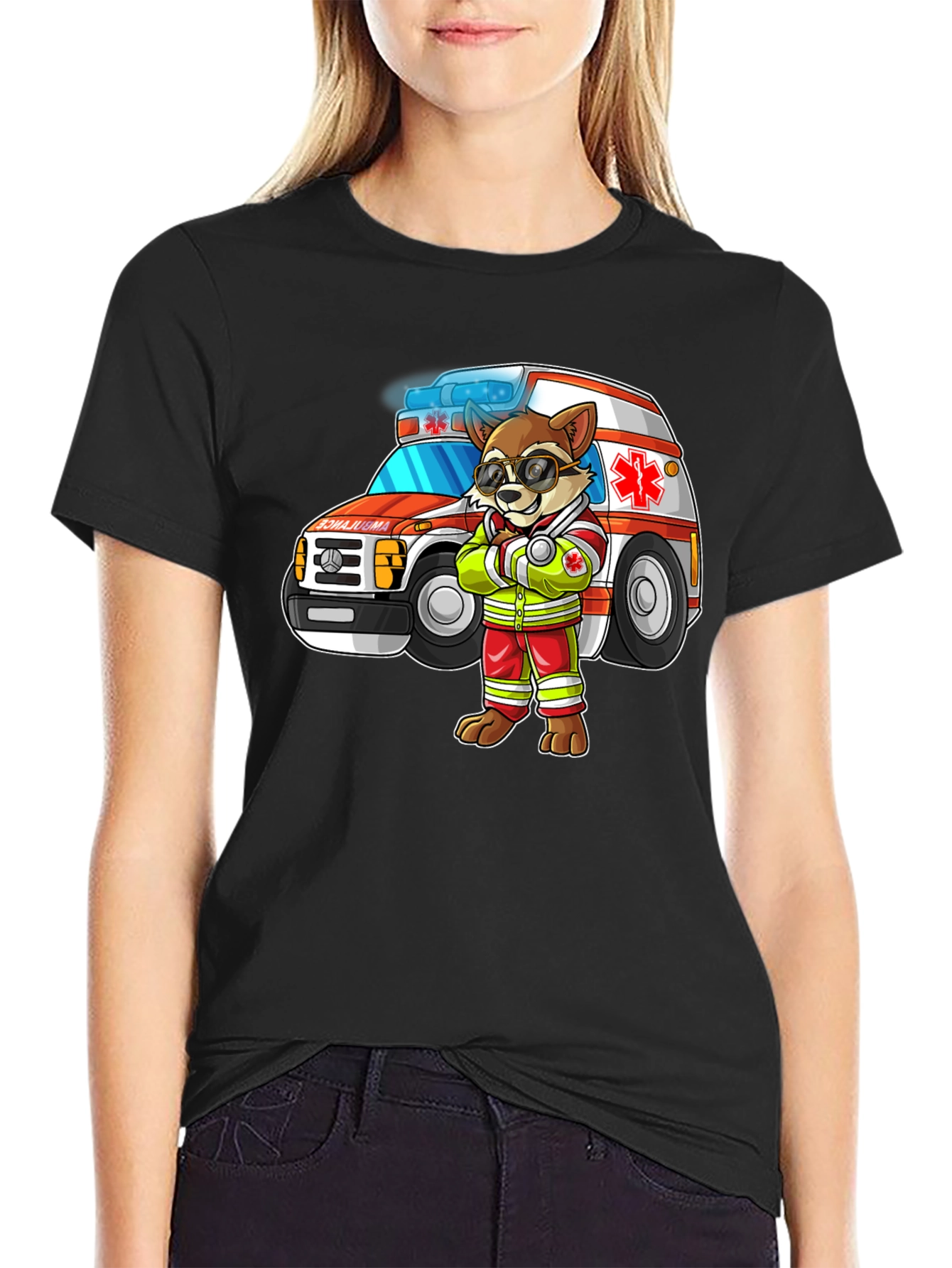 Cartoon Ambulance Dog T-Shirt