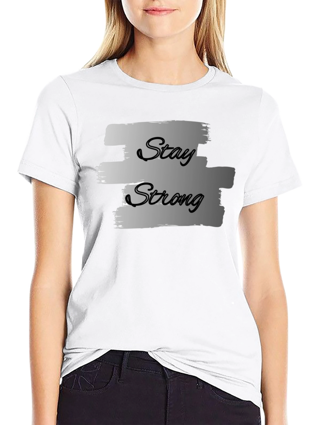 Stay Strong Graphic Print Black T-Shirt