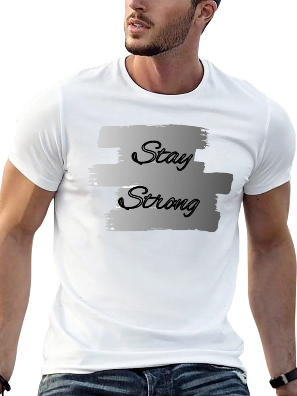 Stay Strong Graphic Print Black T-Shirt