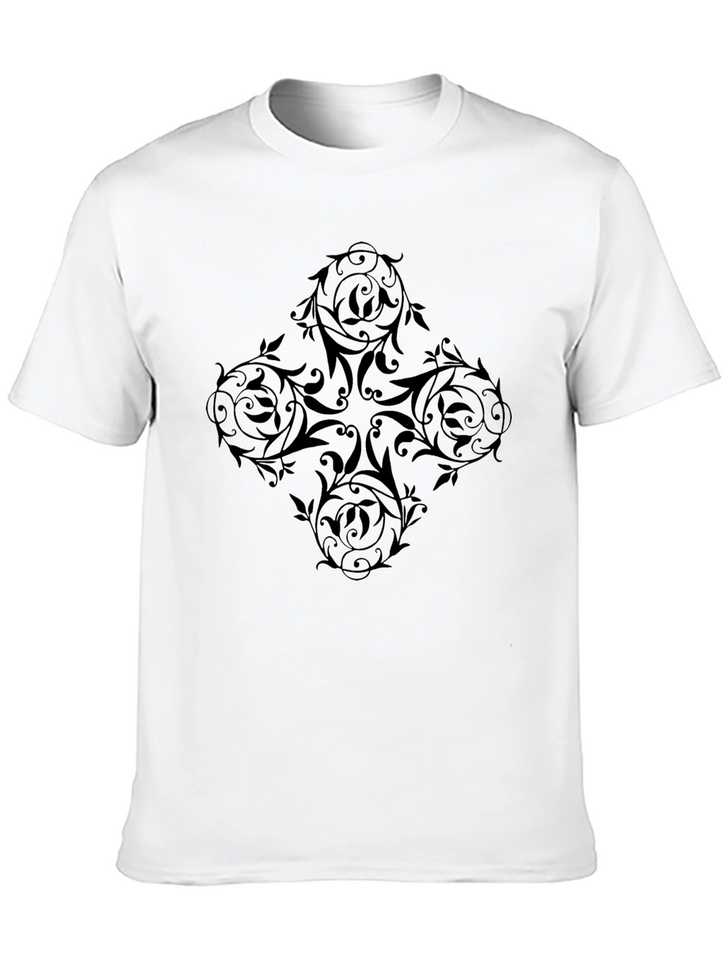 Elegant Black Floral Pattern Mens T-Shirt