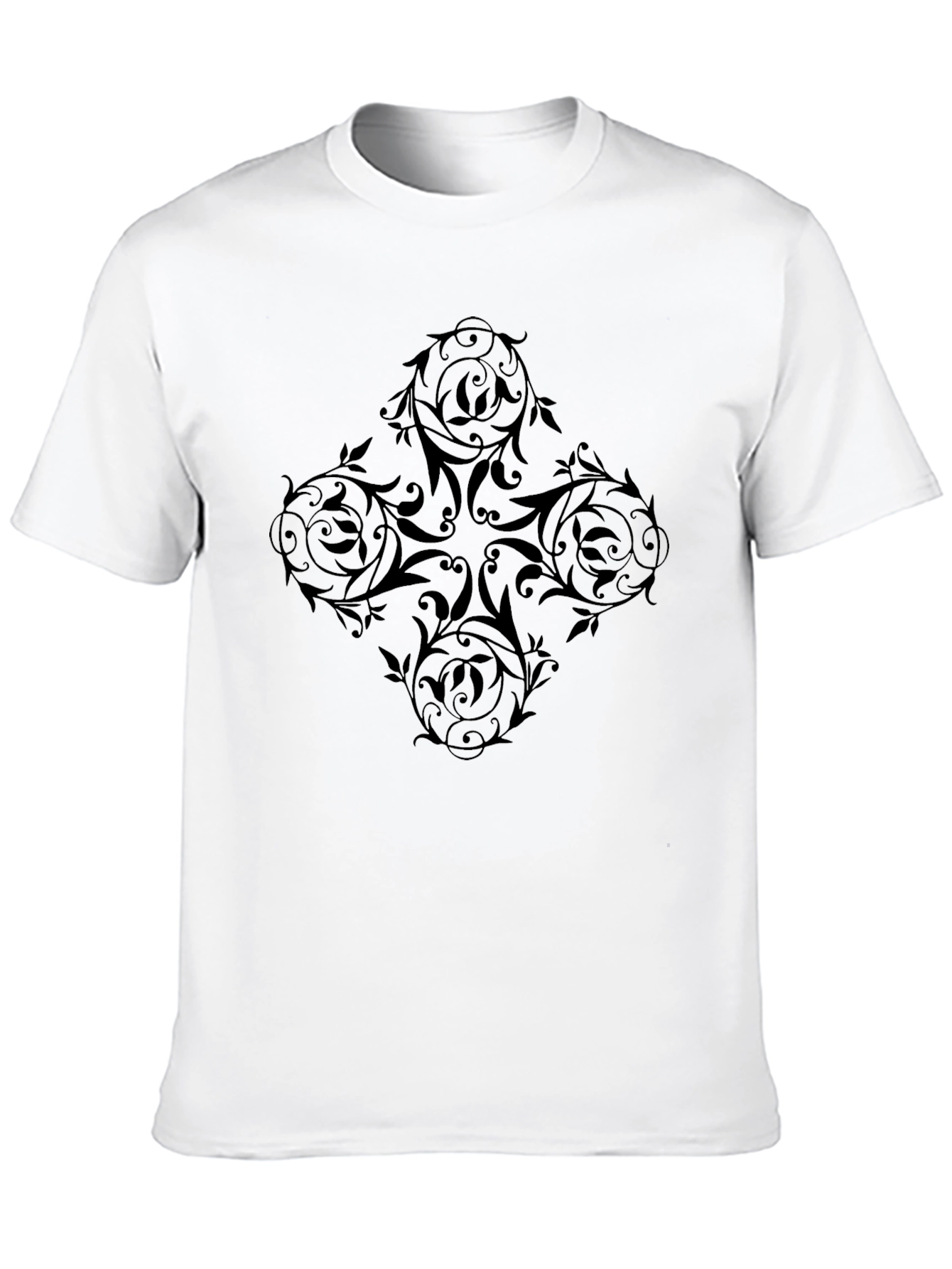Elegant Black Floral Pattern Mens T-Shirt