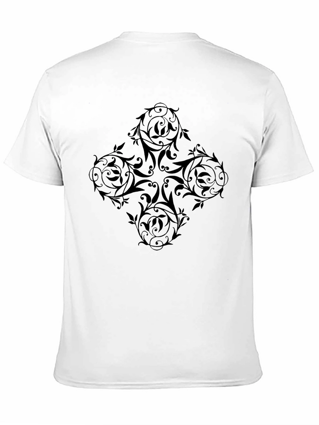Elegant Black Floral Pattern Mens T-Shirt