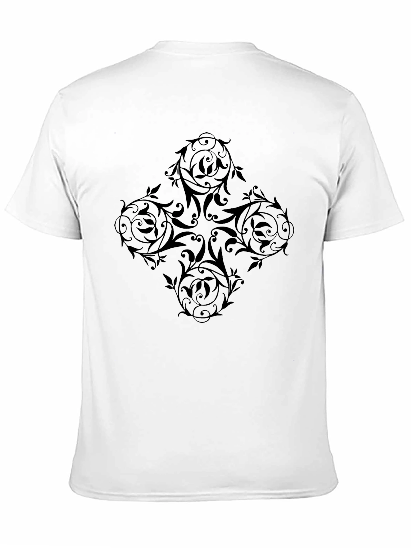 Elegant Black Floral Pattern Mens T-Shirt