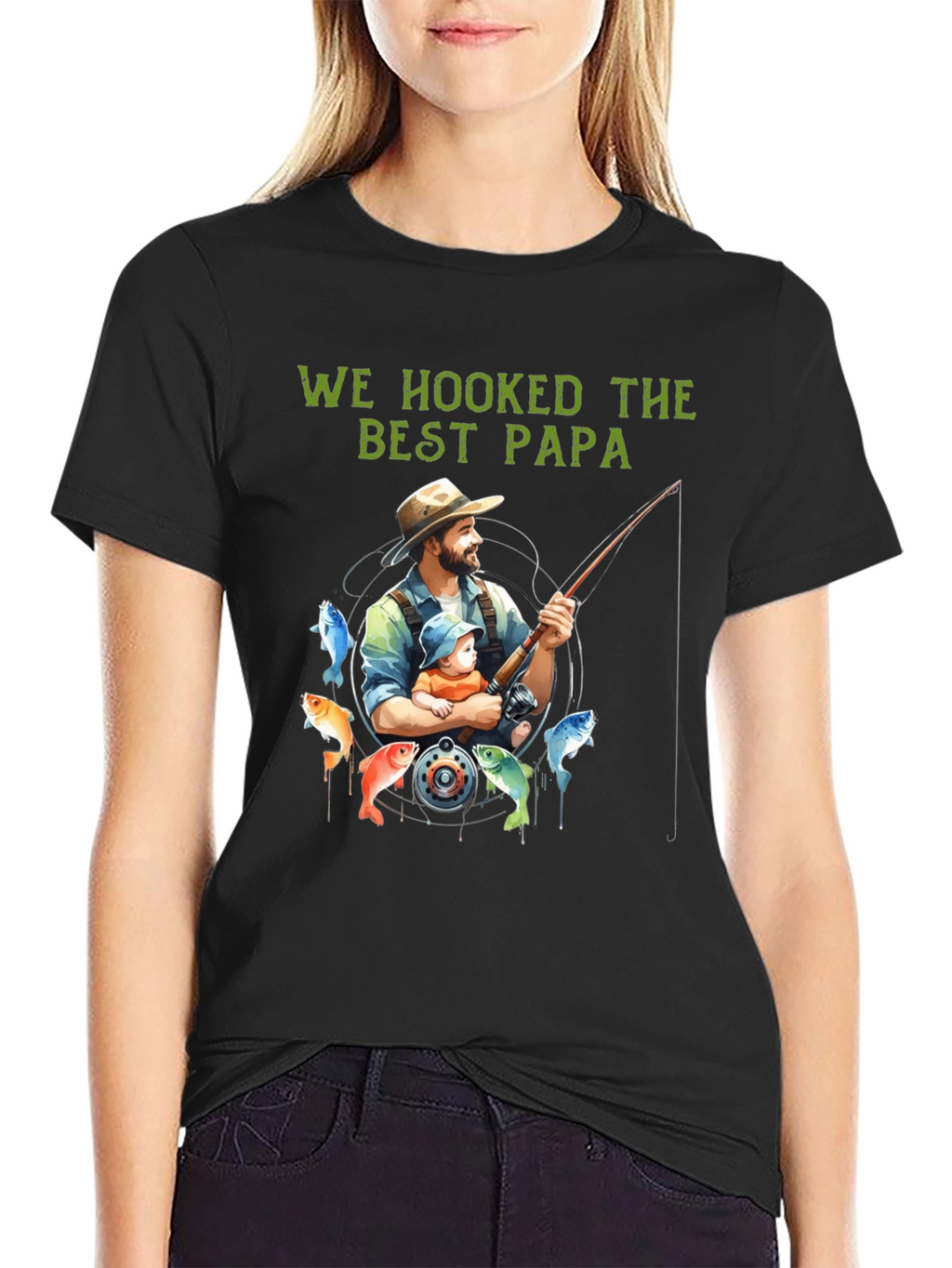 Best Papa Fishing T-Shirt - Hooked on Dad!
